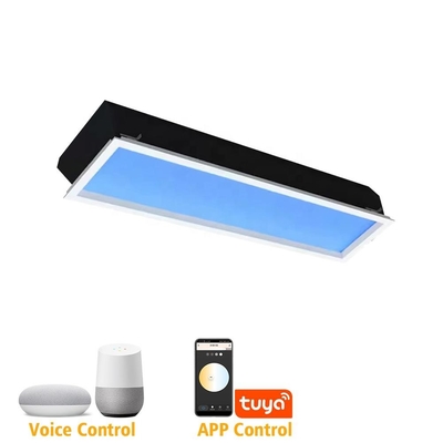 Купить Умный светодиодный фейковый потолочный фонарь    1ft x 4ft панель, 80W энергоэффективный, настраиваемый белый свет (2100K-7800K), работает с Tuya, Google Assistant, Zigbee & DALI-2 Производство в сети